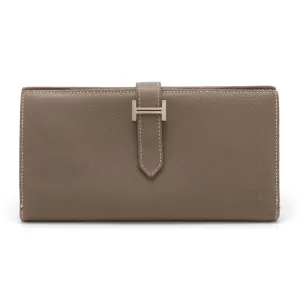 Hermes Etoupe ish Leather Long Wallet (Bi-Fold) (Pre-Owned)