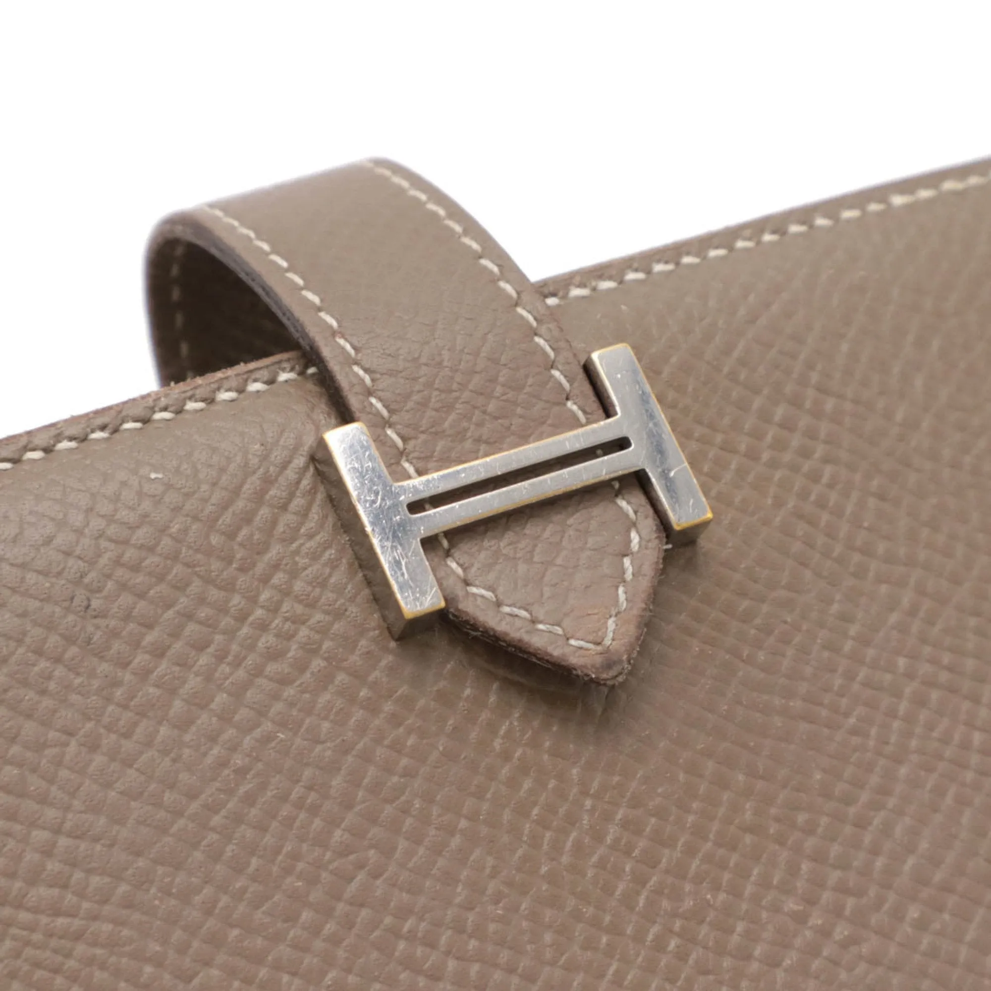 Hermes Etoupe ish Leather Long Wallet (Bi-Fold) (Pre-Owned)