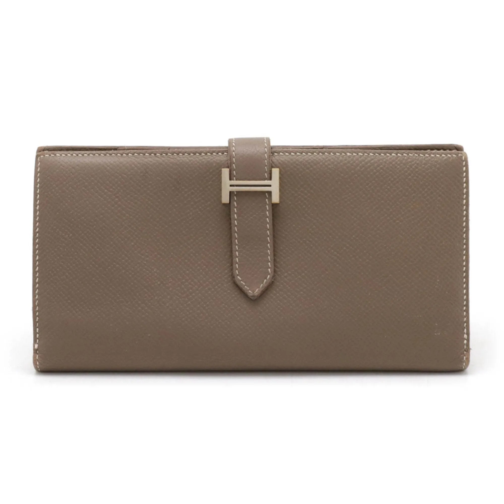 Hermes Etoupe ish Leather Long Wallet (Bi-Fold) (Pre-Owned)