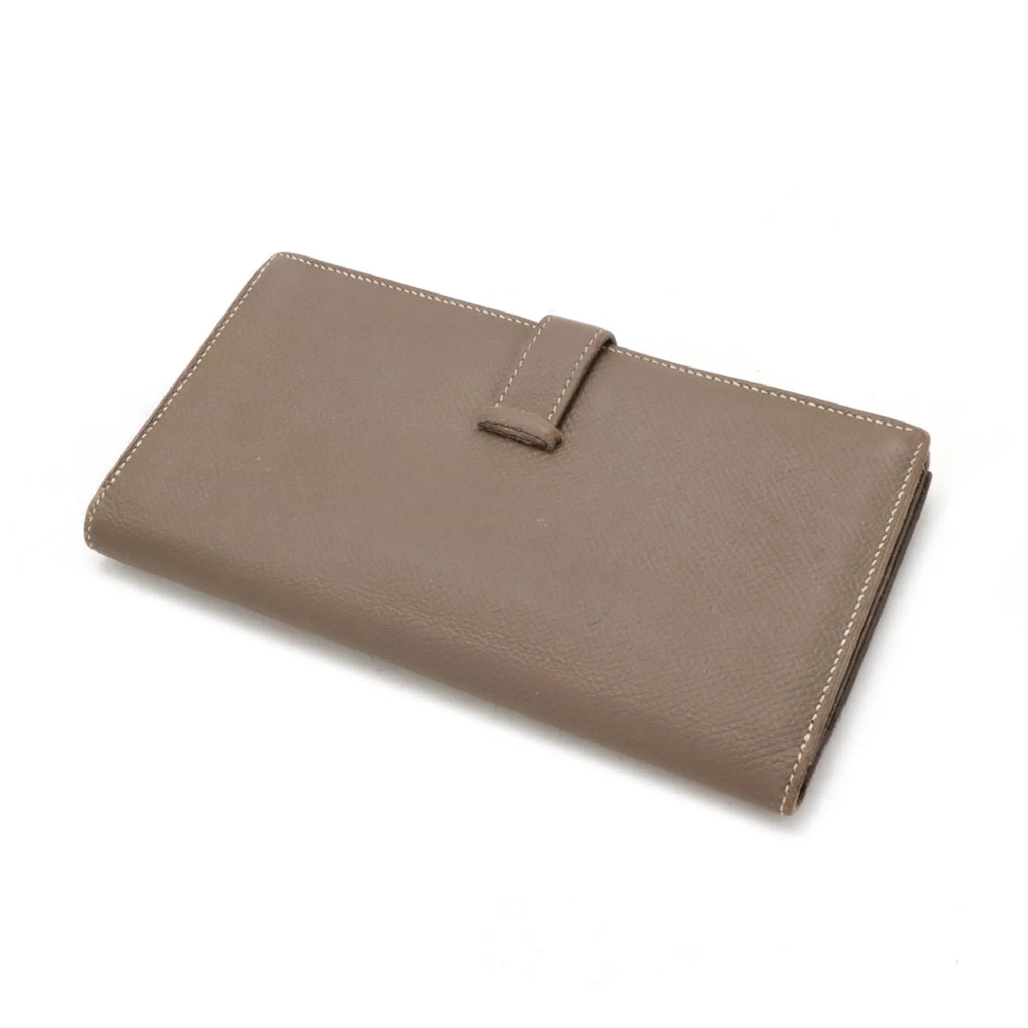 Hermes Etoupe ish Leather Long Wallet (Bi-Fold) (Pre-Owned)
