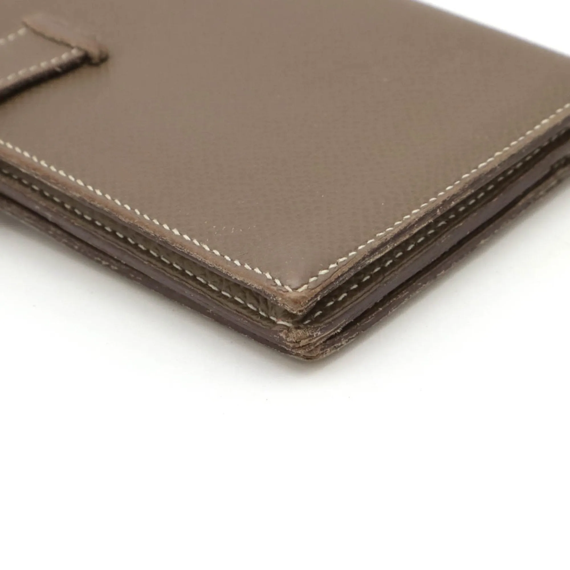 Hermes Etoupe ish Leather Long Wallet (Bi-Fold) (Pre-Owned)