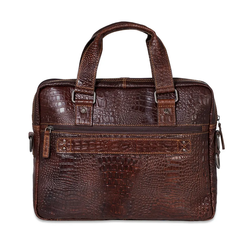 Hornback Croco Professional Zippered Briefcase #HB321