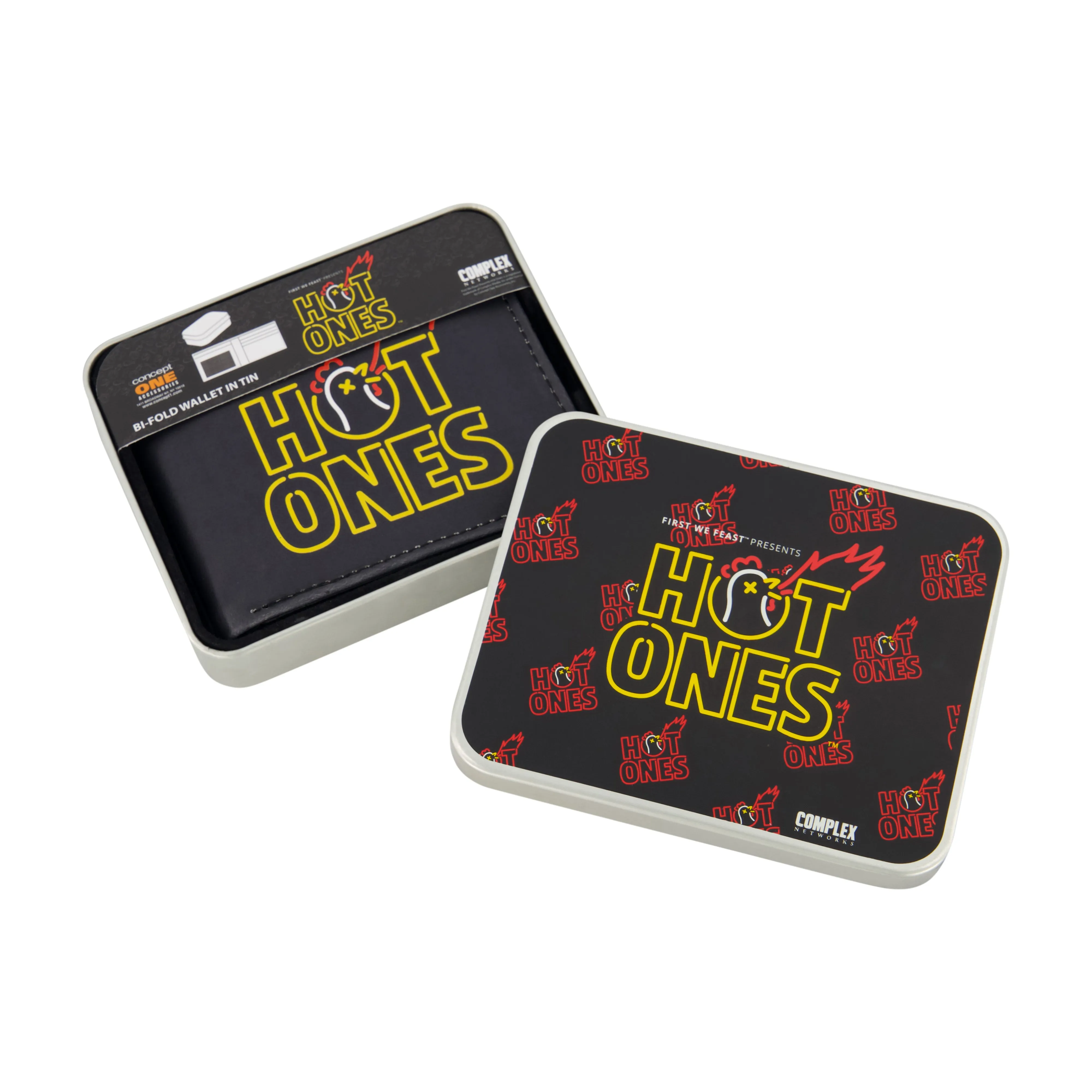 HOT ONES LOGO Bifold Wallet, Slim Wallet with Decorative Tin for Men and Women