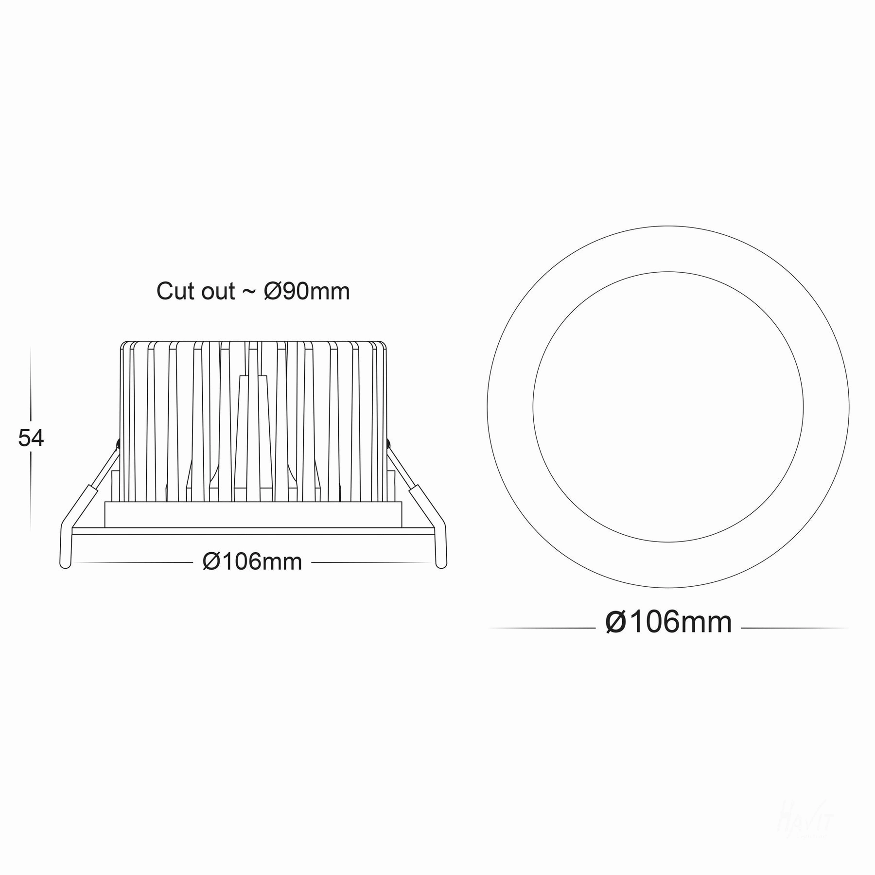 HV5530S-SS316 Ora 12w Five Colour 316 Stainless Steel Downlight 90mm Cutout Exterior Down Lights clearance