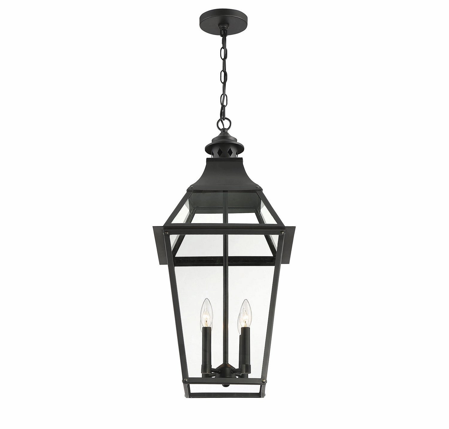 Jackson Four Light Outdoor Pendant Black with Gold Highlights Garden Hanging Lights promo