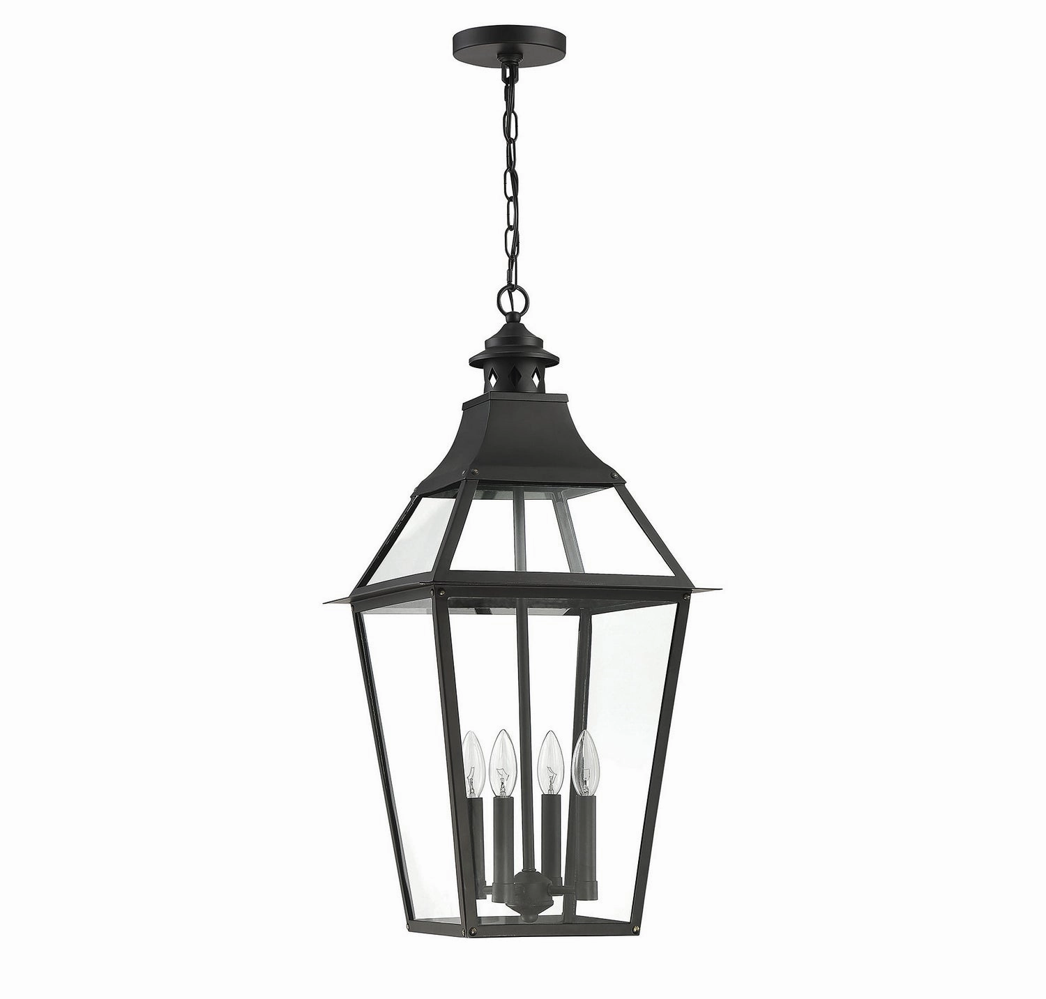 Jackson Four Light Outdoor Pendant Black with Gold Highlights Garden Hanging Lights promo