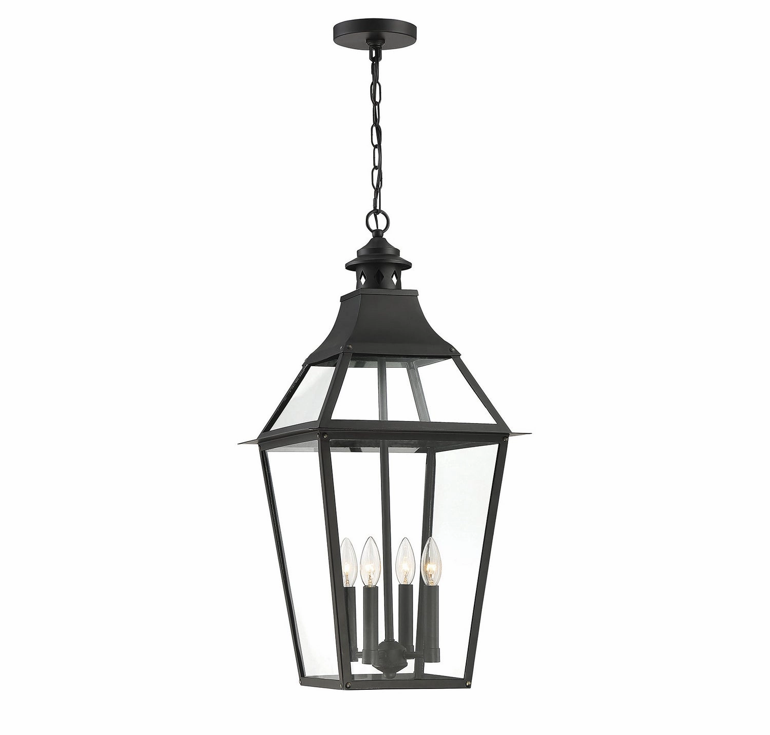 Jackson Four Light Outdoor Pendant Black with Gold Highlights Outdoor Hanging Lights Lighting premium