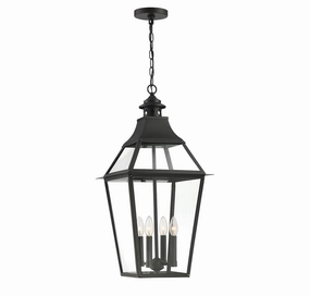 Jackson Four Light Outdoor Pendant Black with Gold Highlights Outdoor Hanging Lights Lighting premium