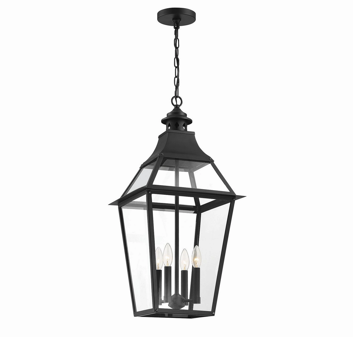 Jackson Four Light Outdoor Pendant Black with Gold Highlights Garden Hanging Lights promo