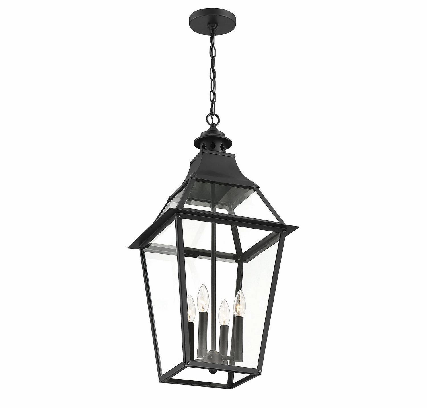 Jackson Four Light Outdoor Pendant Black with Gold Highlights Garden Hanging Lights promo