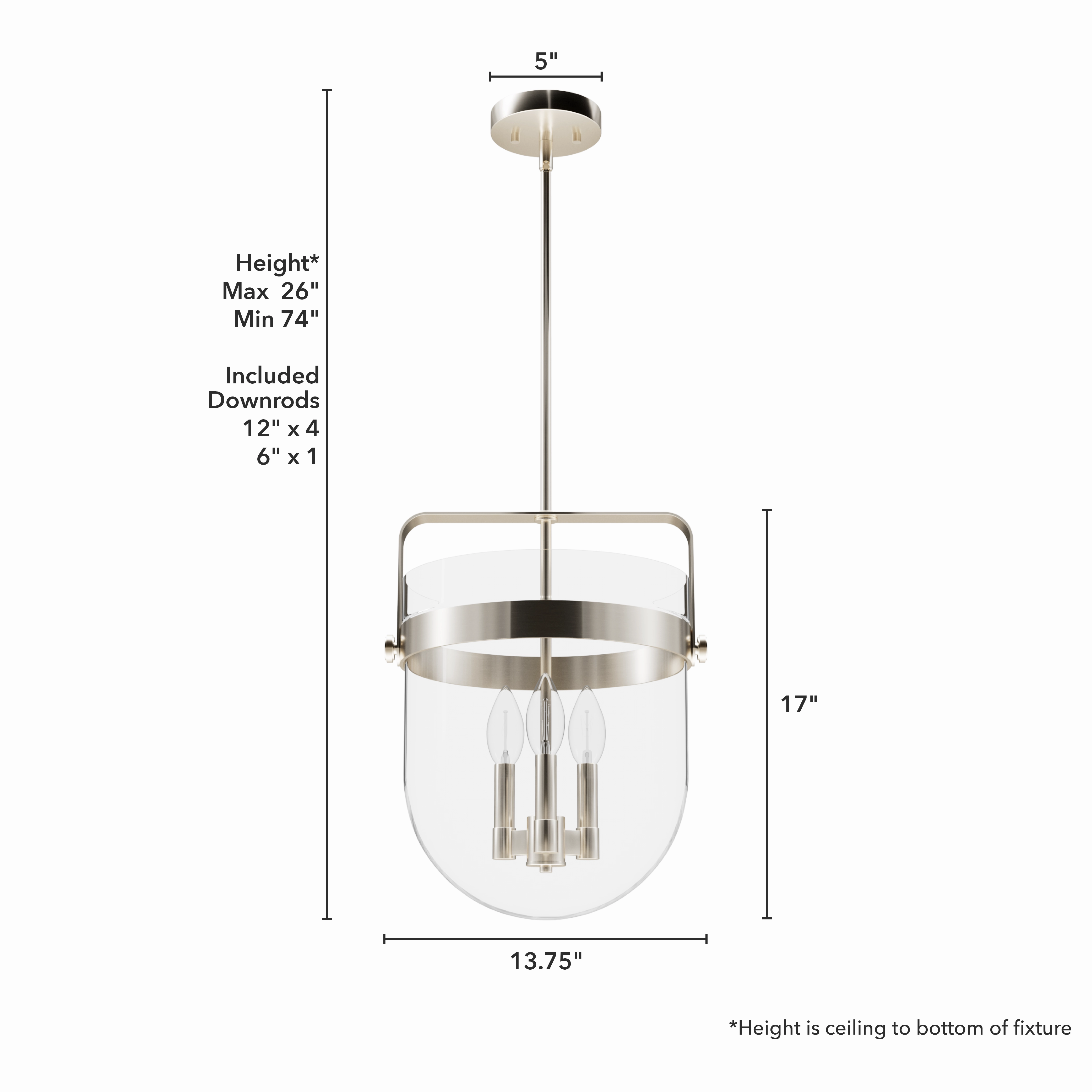 Karloff Three Light Pendant Brushed Nickel Cheap Ceiling Lights available