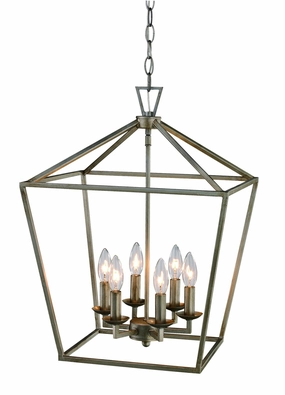 Lacey Six Light Pendant Antique Silver Leaf Ceiling Lights Lighting discount price