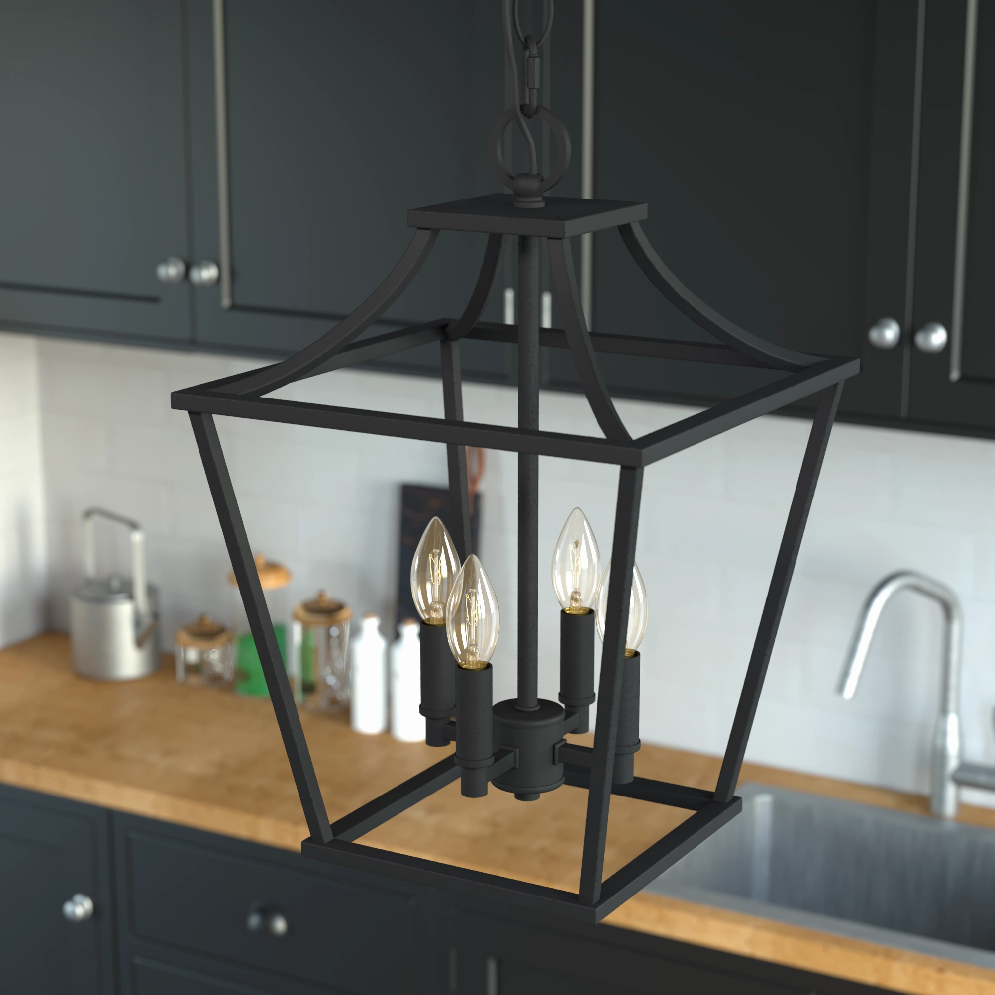 Laurel Ridge Four Light Pendant Natural Black Iron Buy Ceiling Lights online