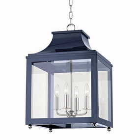 Leigh Four Light Lantern Polished Nickel/Navy Outdoor Hanging Lights Lighting premium