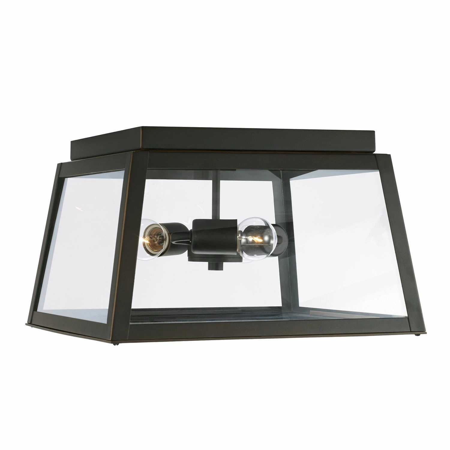 Leighton Three Light Outdoor Flush Mount Oiled Bronze Outdoor Ceiling Mount Lighting hot sale