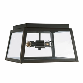 Leighton Three Light Outdoor Flush Mount Oiled Bronze Outdoor Ceiling Mount Lighting hot sale
