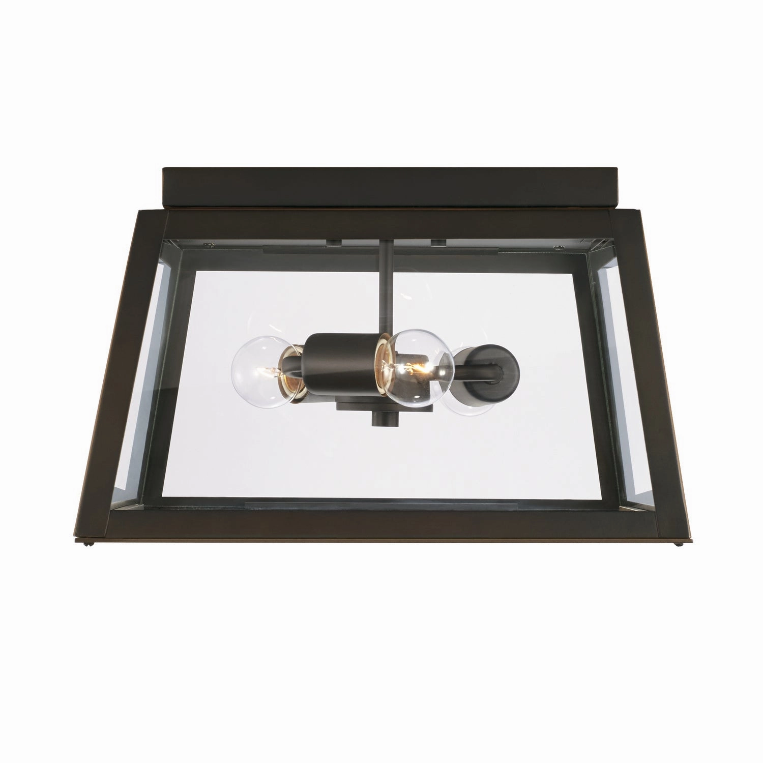 Leighton Three Light Outdoor Flush Mount Oiled Bronze Exterior Ceiling Lights markdown