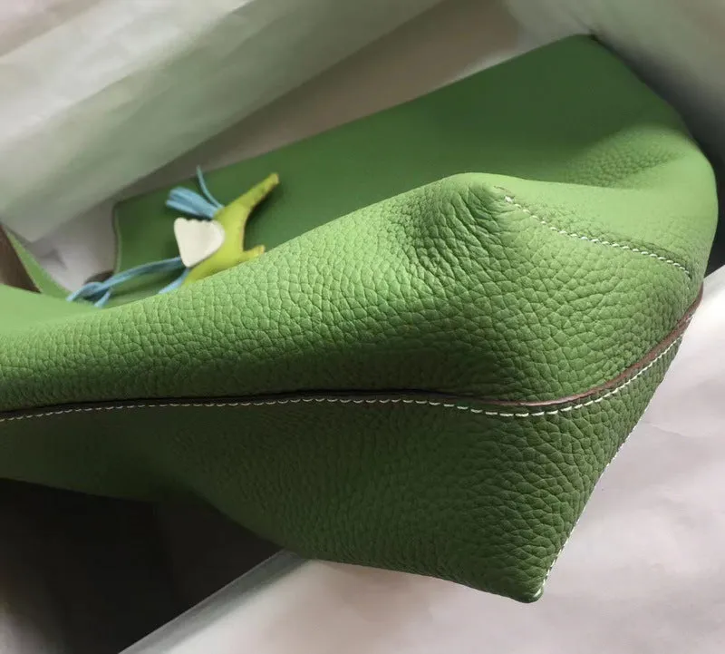 Luxury High-end Pebbled Full Grain Leather Double-Sided Two Tone Tote Bag, Real Genuine Leather Minimalist Oversized Handbag for Everyday & Travel