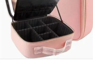 Makeup Bag With Led Mirror Cosmetic Travel Case In Pink
