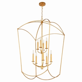 Mantle Nine Light Entry Gold Leaf Ceiling Lights Lighting outlet store