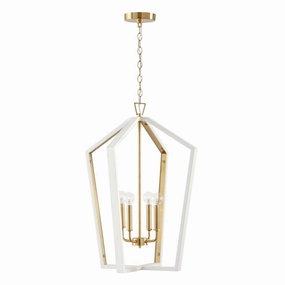 Maren Four Light Pendant Flat White and Matte Brass Ceiling Lights Lighting free shipping
