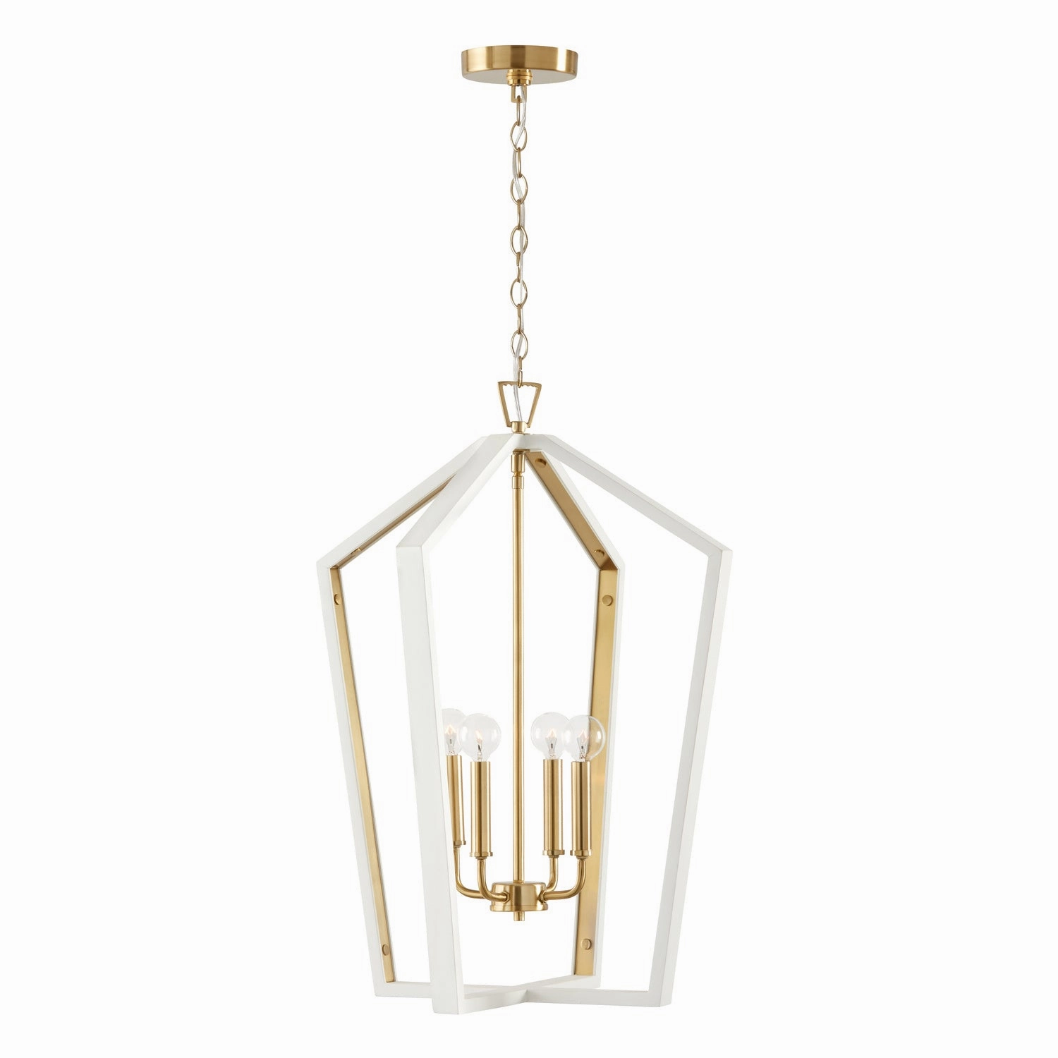 Maren Four Light Pendant Flat White and Matte Brass Ceiling Lights Lighting free shipping