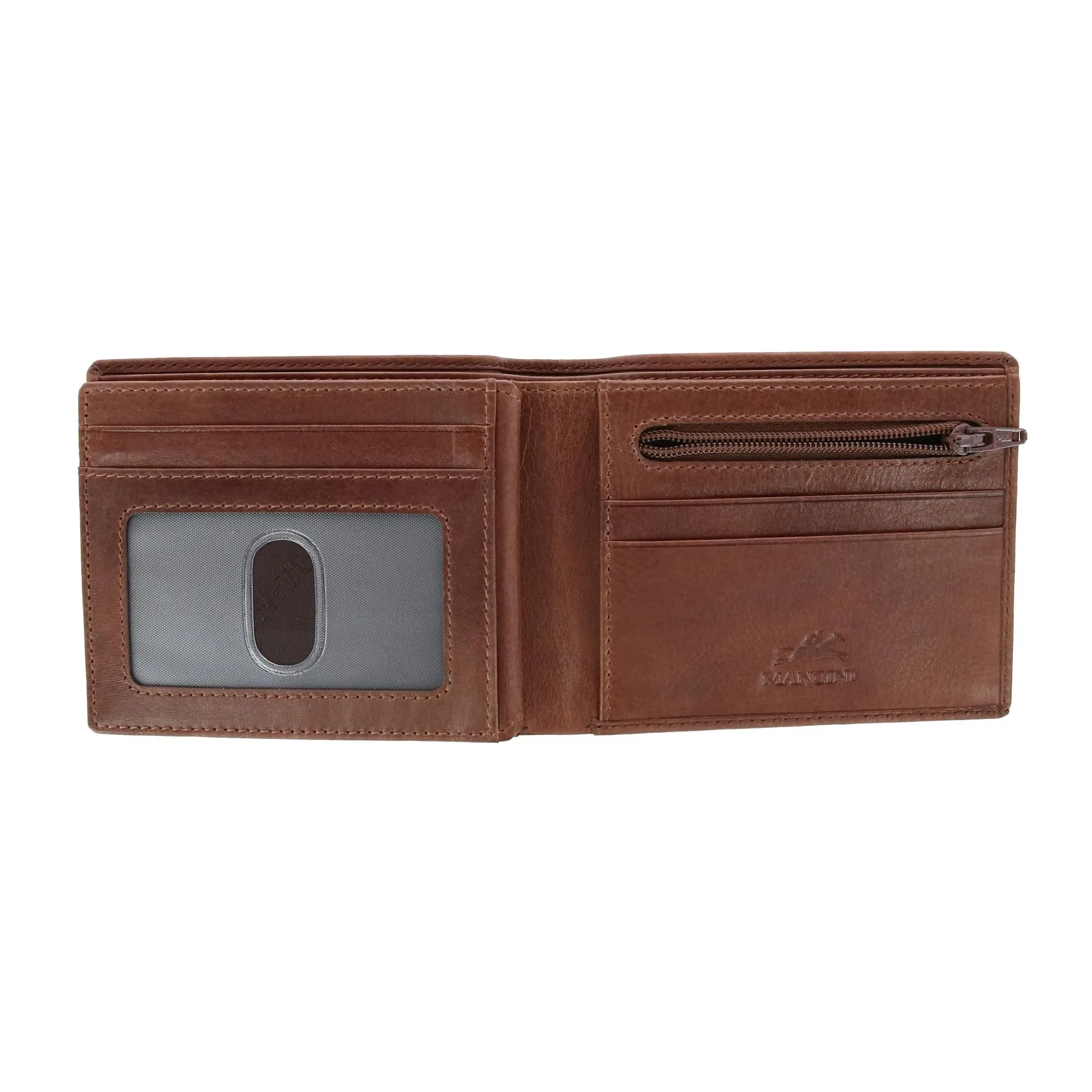 Men's Leather Bellagio RFID Bifold Wallet with Zipper Coin Pocket