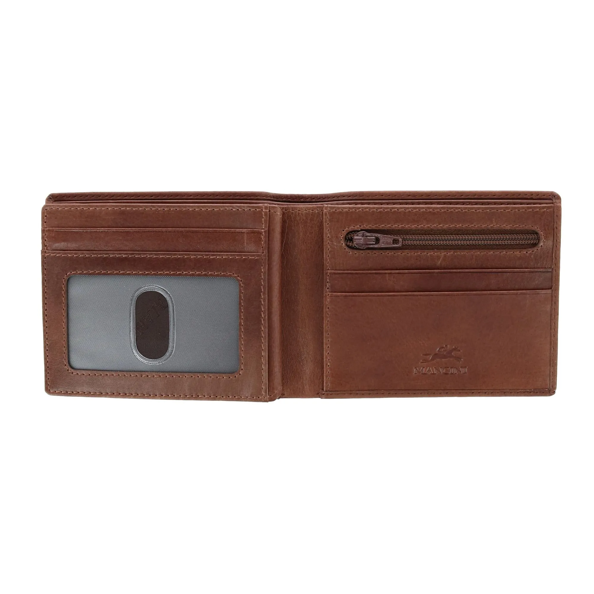 Men's Leather Bellagio RFID Bifold Wallet with Zipper Coin Pocket