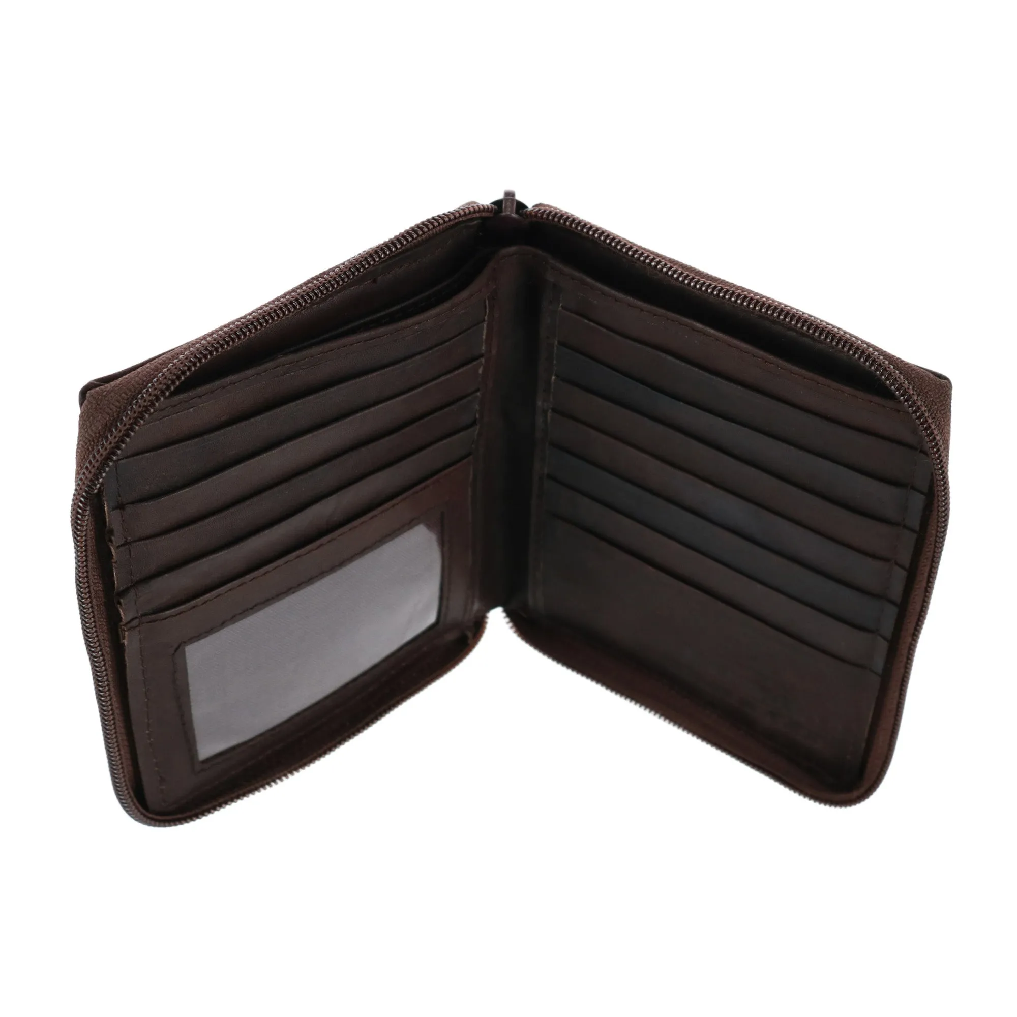 Men's Leather Zip-Around European Wallet