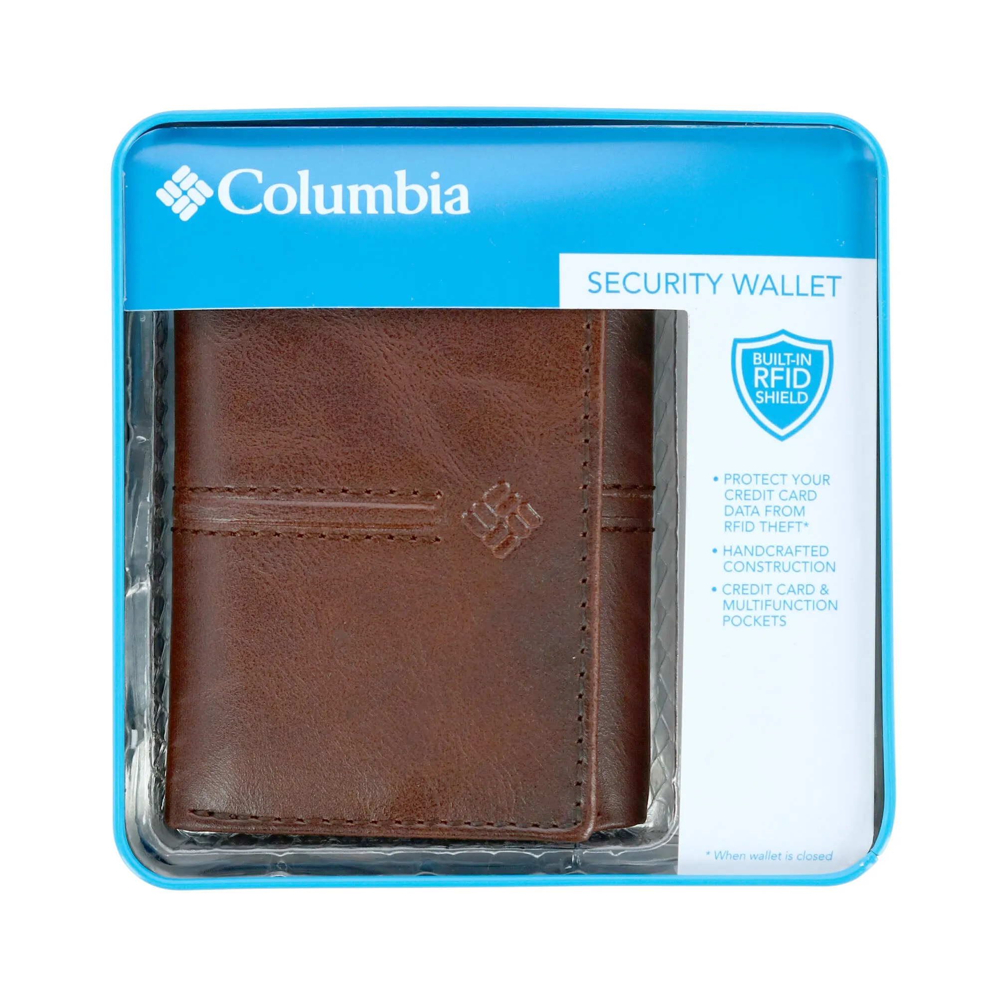 Men's RFID Protected Trifold Wallet with Double Row Stitching