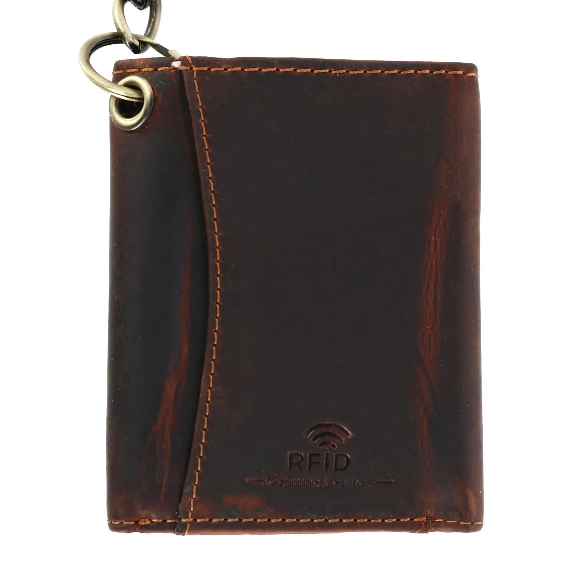 Men's RFID Vintage Leather Trifold Chain Wallet