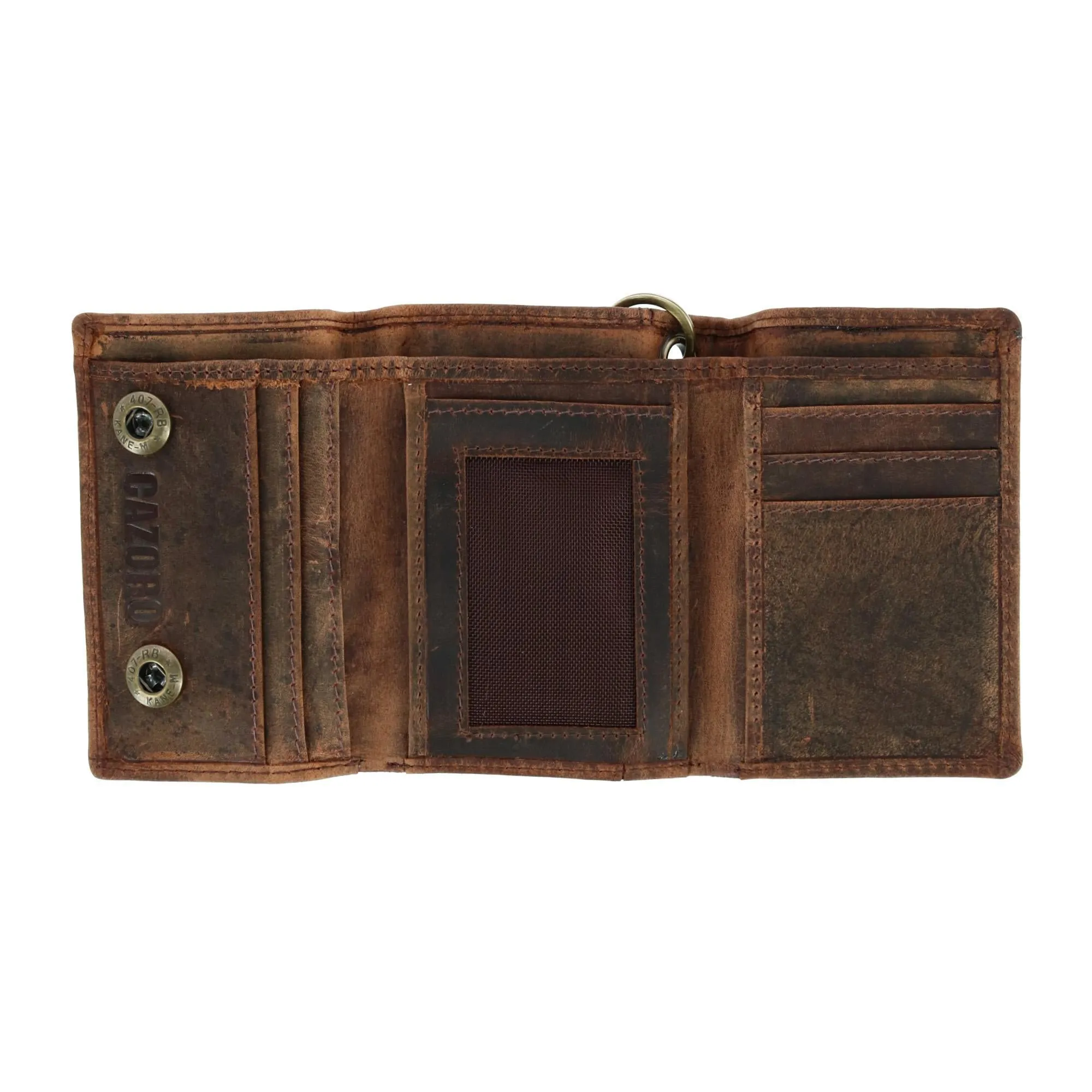 Men's RFID Vintage Leather Trifold Chain Wallet