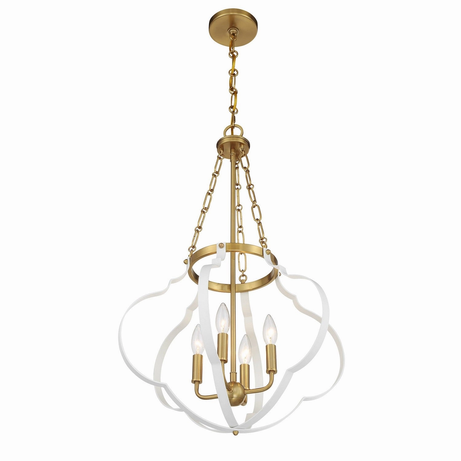 Mercer Four Light Pendant White and Warm Brass Designer Ceiling Lights for less