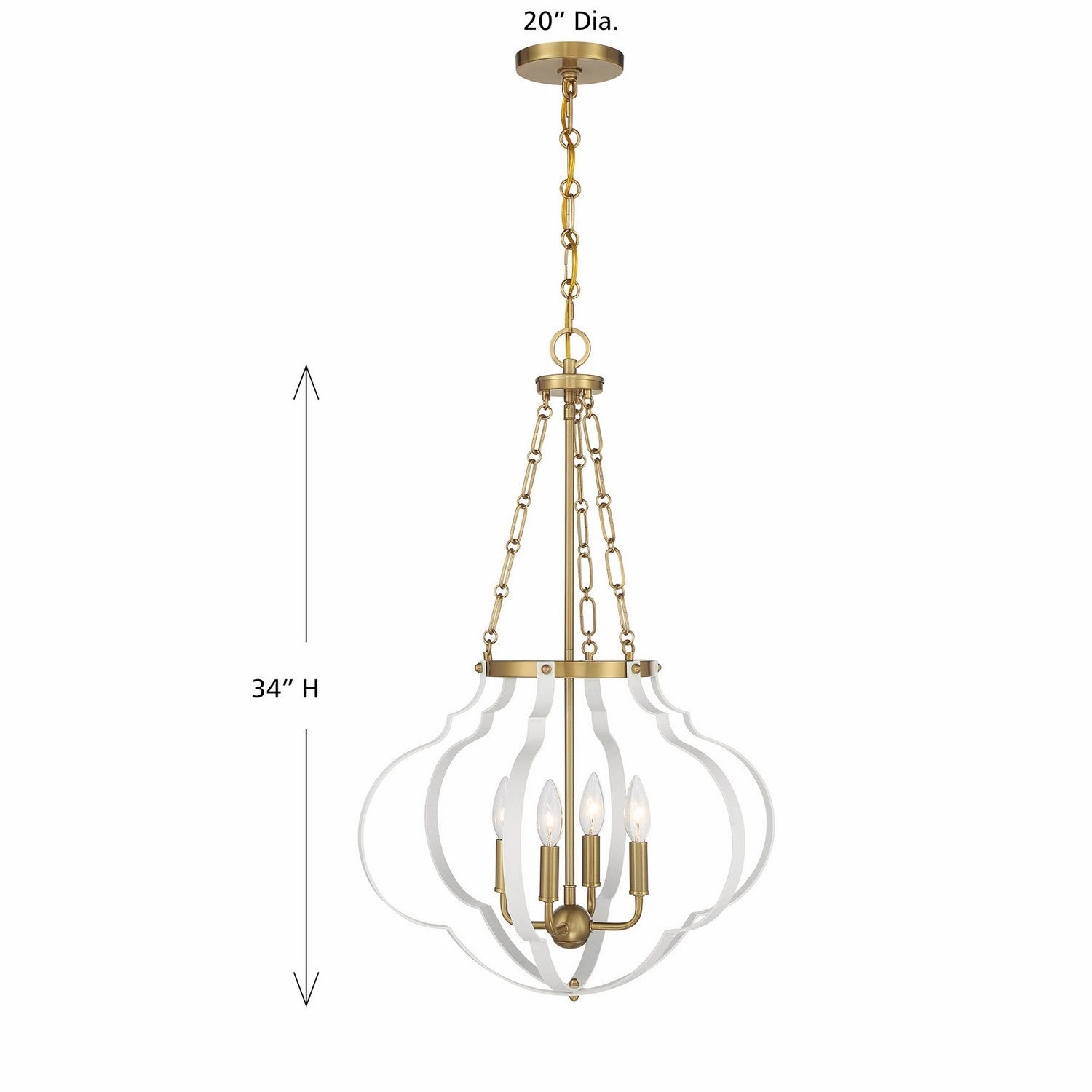Mercer Four Light Pendant White and Warm Brass Designer Ceiling Lights for less
