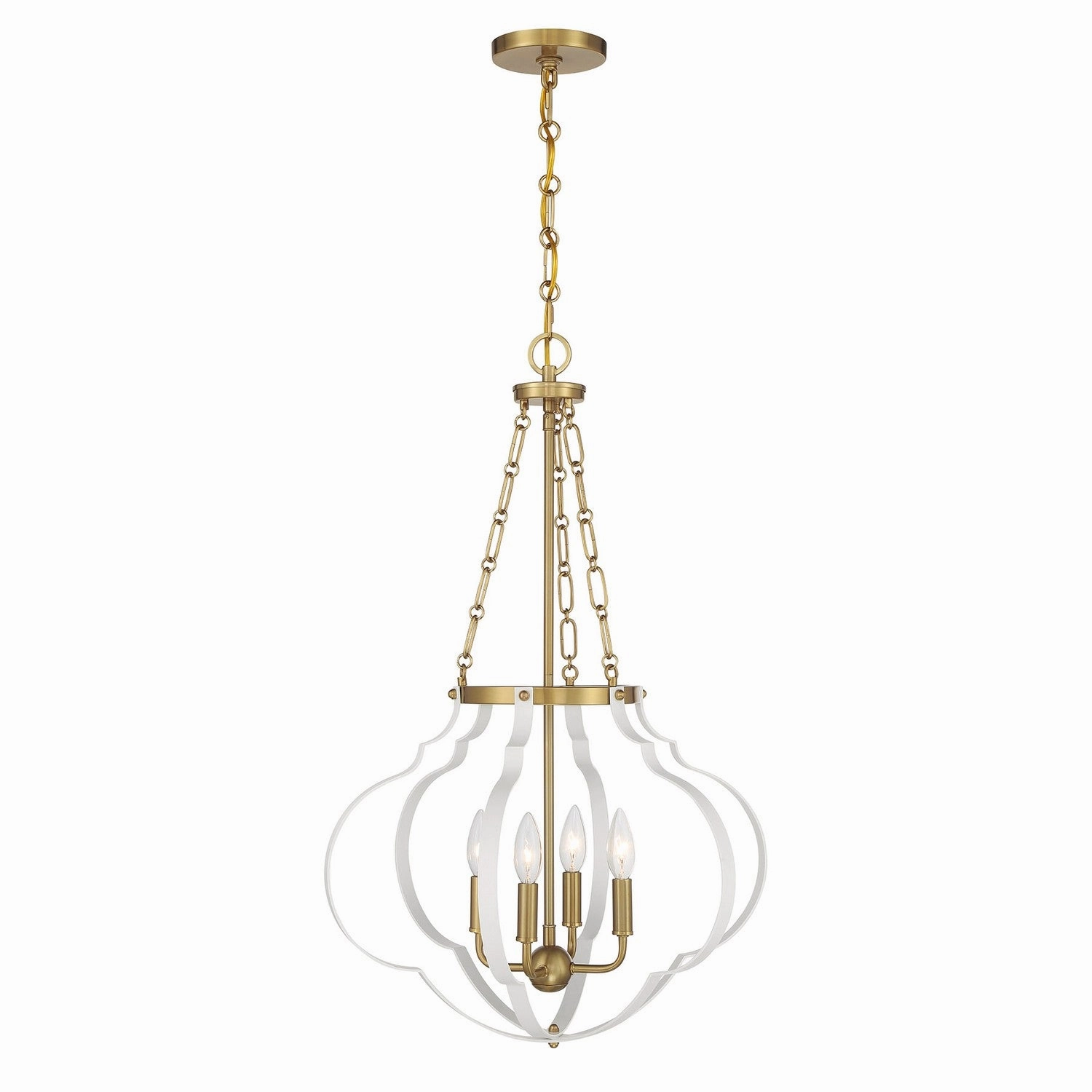 Mercer Four Light Pendant White and Warm Brass Ceiling Lights Lighting outlet store