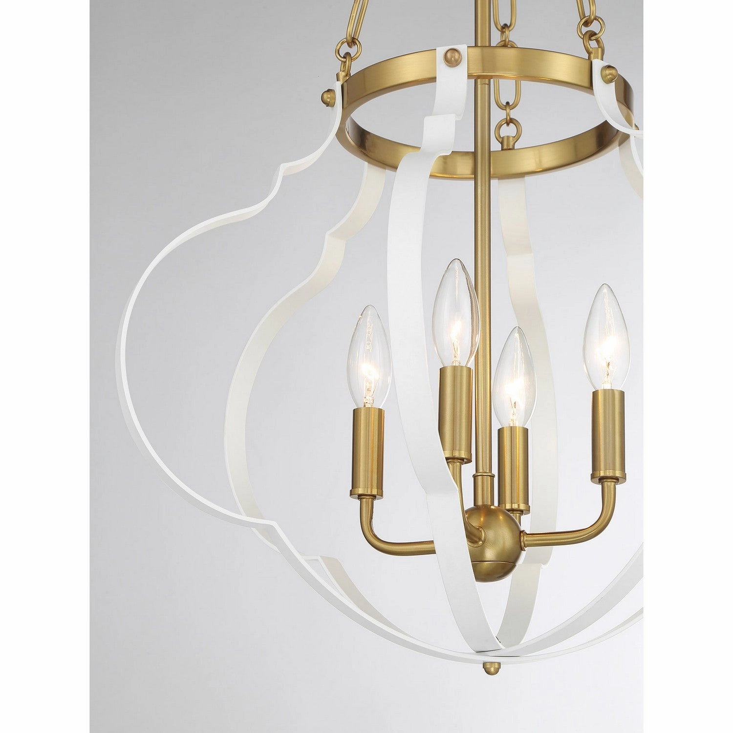 Mercer Four Light Pendant White and Warm Brass Designer Ceiling Lights for less