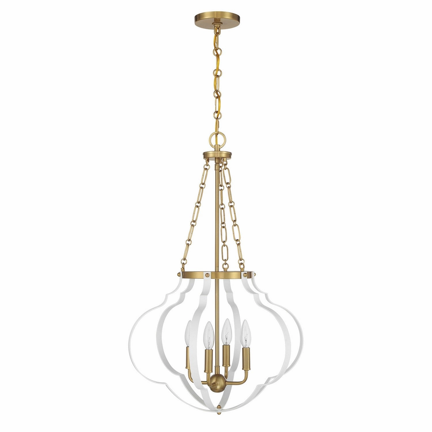 Mercer Four Light Pendant White and Warm Brass Designer Ceiling Lights for less