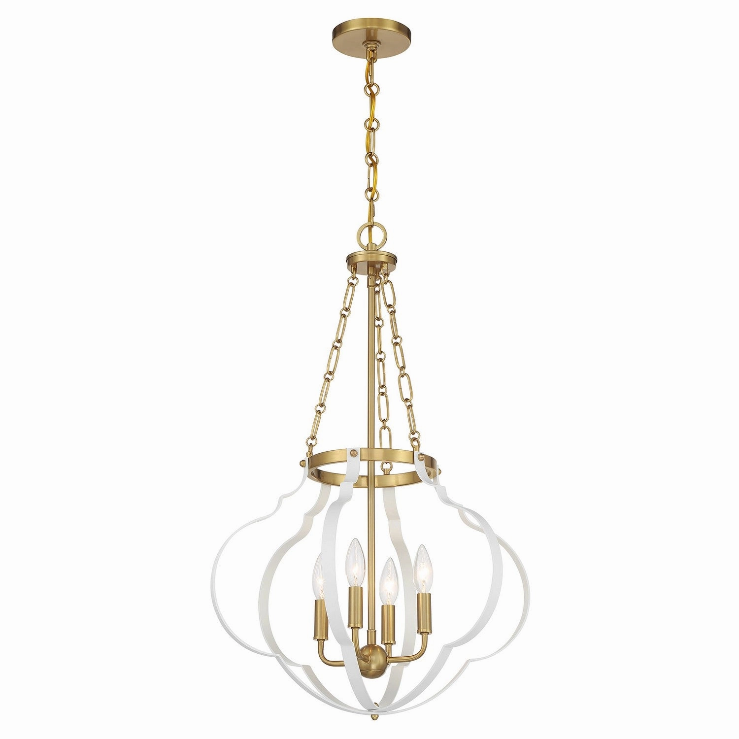Mercer Four Light Pendant White and Warm Brass Designer Ceiling Lights for less