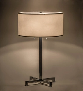 Meyda Tiffany Lighting 157571 Cilindro Two Light Table Lamp Lamp Pewter, Nickel, Silver Discount Lighting Lamps