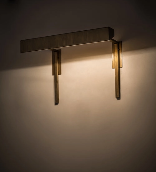 Meyda Tiffany Lighting 167593 Edge Two Light Wall Sconce Decor Gold, Champ, Gld Leaf Wall Lighting outlet online