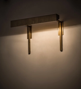 Meyda Tiffany Lighting 167593 Edge Two Light Wall Sconce Decor Gold, Champ, Gld Leaf Wall Lighting outlet online