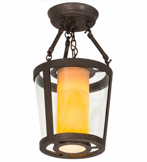 Meyda Tiffany Lighting 177022 Cilindro One Light Semi-Flushmount Pendant Light Bronze/Dark Online shop Ceiling Lights