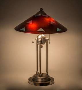 Meyda Tiffany Lighting 82485 Metro Fusion Three Light Table Lamp Lamp Pewter, Nickel, Silver Sale on Modern Lamps
