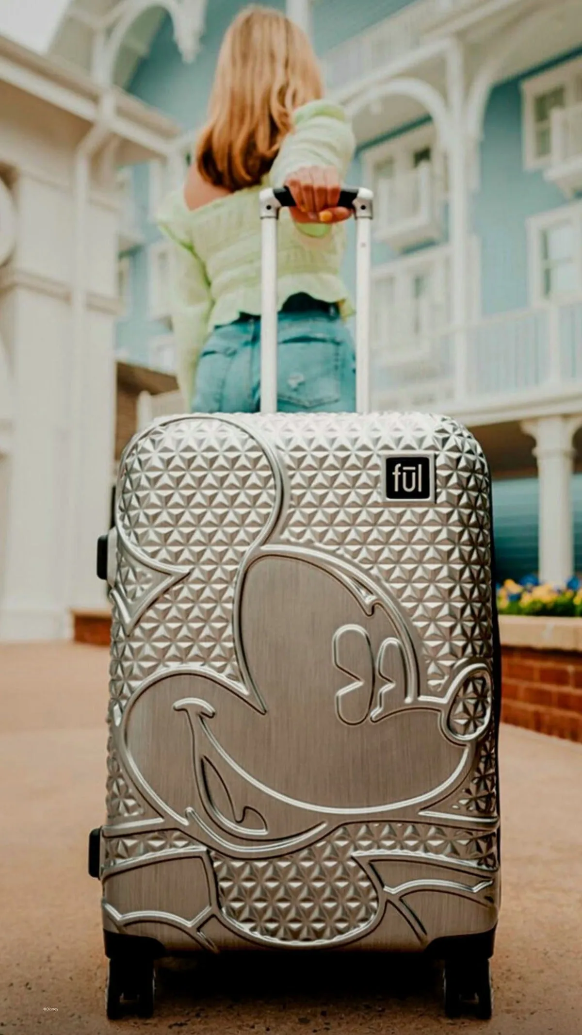 Mickey Mouse Rolling Luggage FL Disney Suitcase 30" Silver