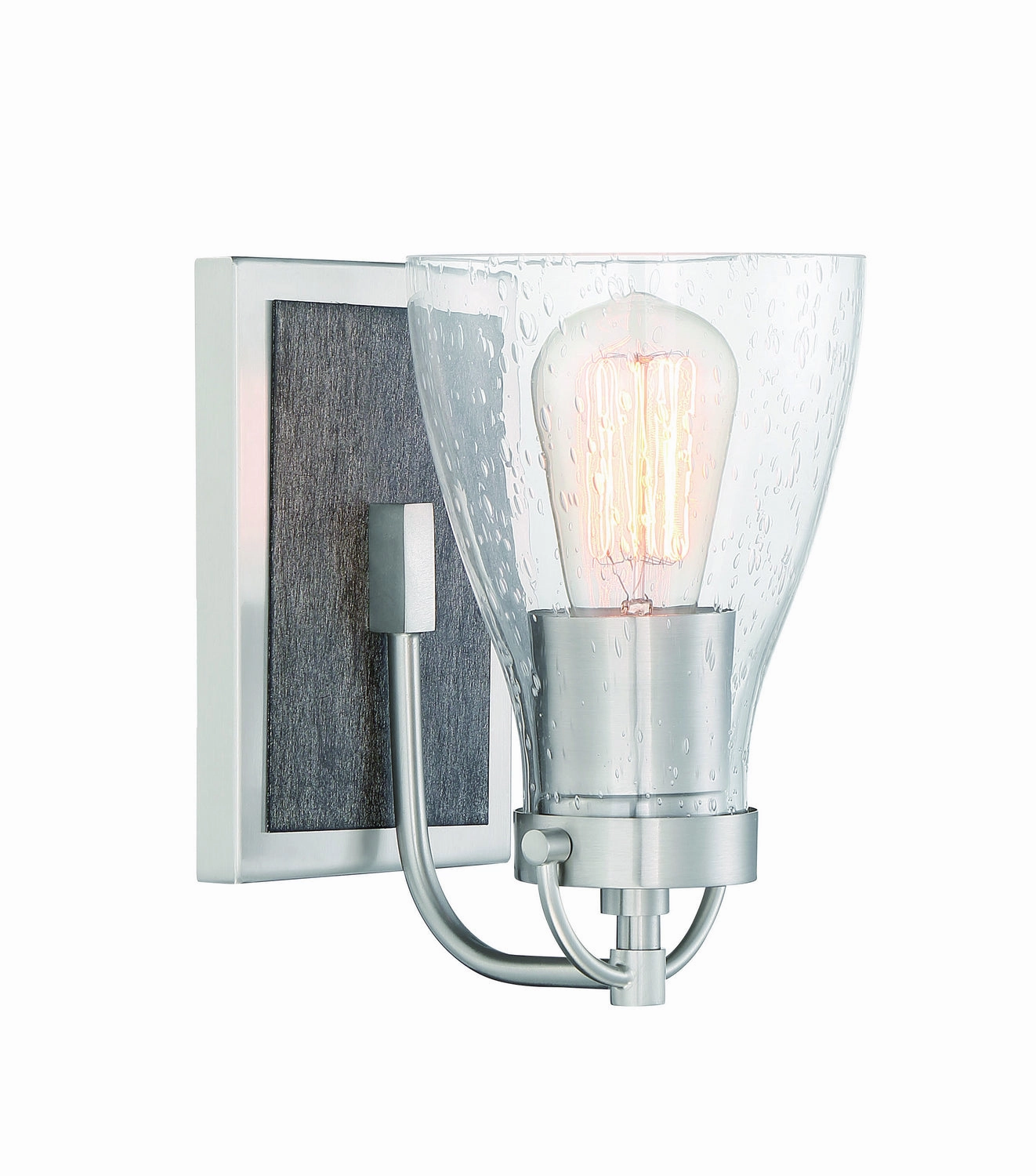 Minka Lavery Garrison One Light Bath in Brushed Nickel with Shale Wood Stylish Wall Lights offers