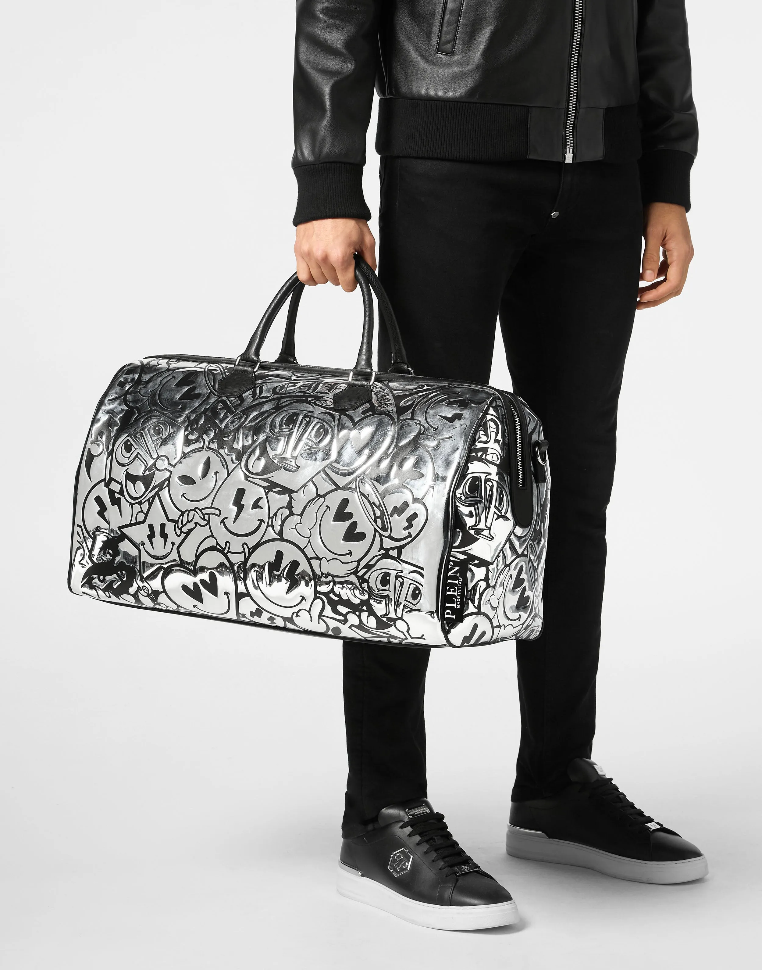 Mirror Leather Large Handle Bag Smile