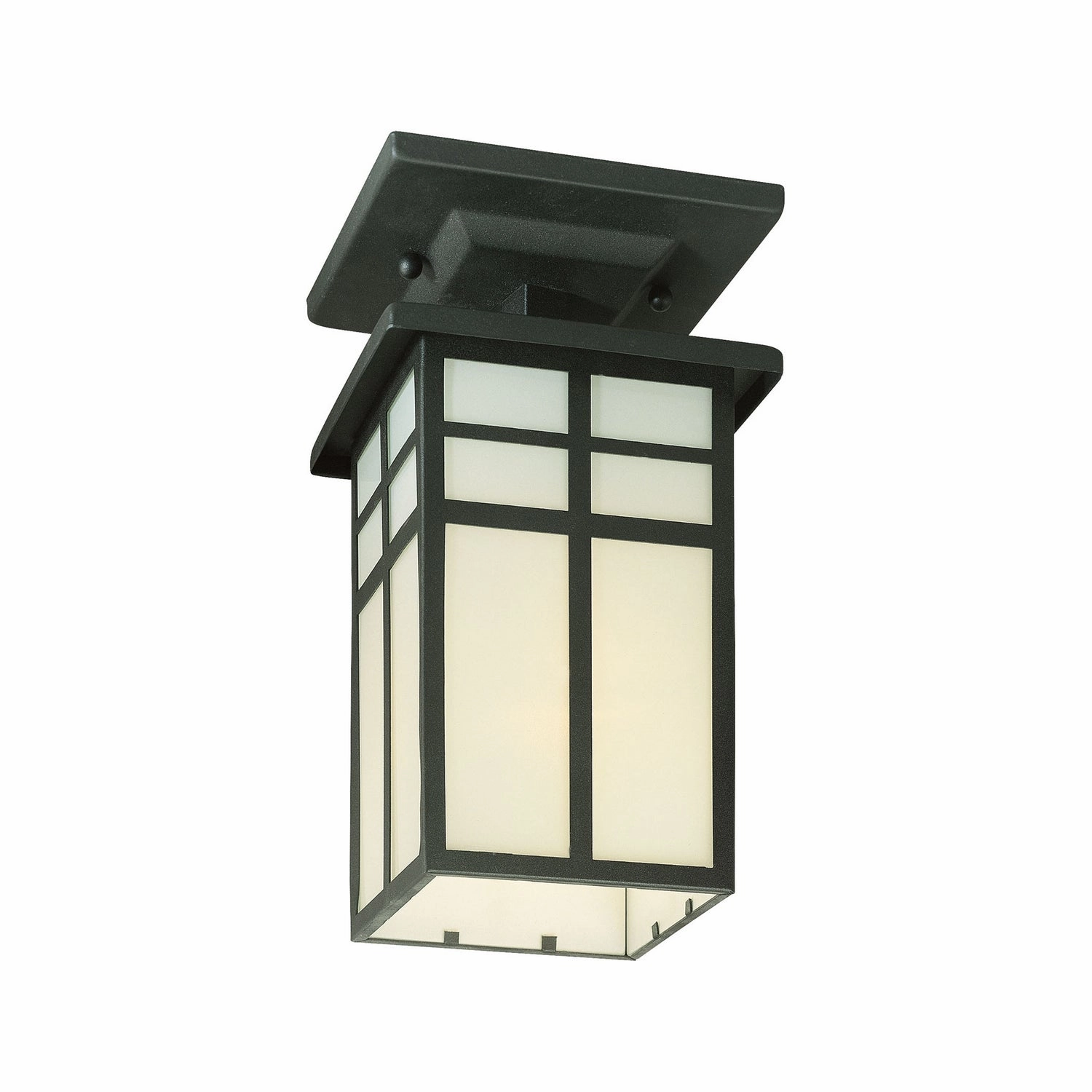 Mission One Light Flush Mount Black Outdoor Ceiling Mount Lighting clearance