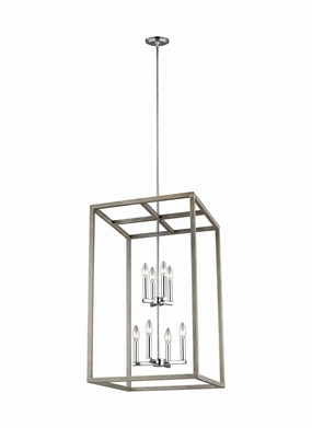 Moffet Street Eight Light Hall / Foyer Pendant Washed Pine Ceiling Lights Lighting free shipping