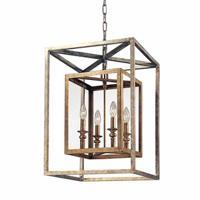 Morgan Four Light Lantern Gold Silver Leaf Ceiling Lights Lighting outlet store
