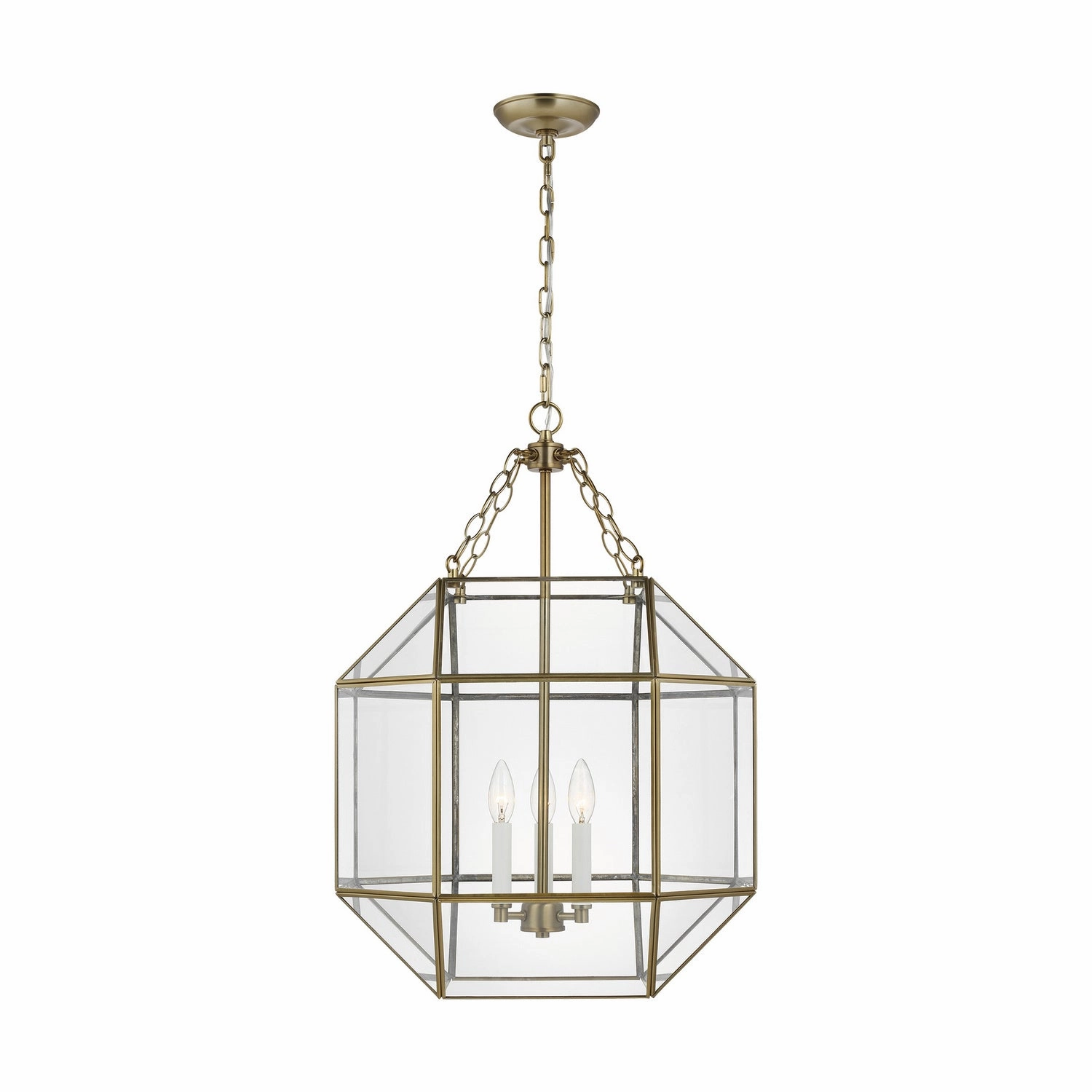 Morrison Three Light Lantern Satin Brass Ceiling Lights Lighting free shipping